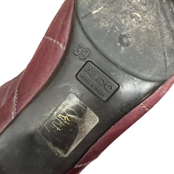 Vintage Aldo Womens Soft Leather Slouchy Heel Boots Burgundy - Picture 5 of 12